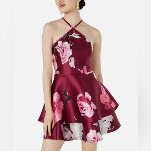 NWT Speechless Pink Floral Fit & Flair Halter Top Party Dress from Macys Size 5